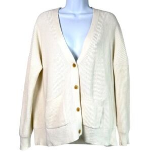 J Crew Womens Rib Knit Grandpa Cardigan Ivory SIze XS Academia Preppy Ivy League